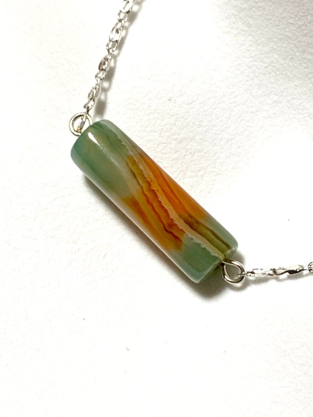 2/$20, Multi-colored Dyed Agate Short Necklace, Gemstone & Stainless Chain
